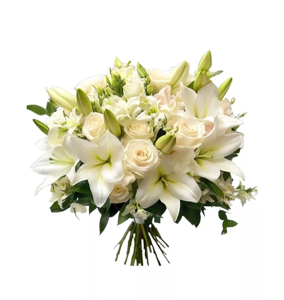 A Gift of White Roses and Lilies