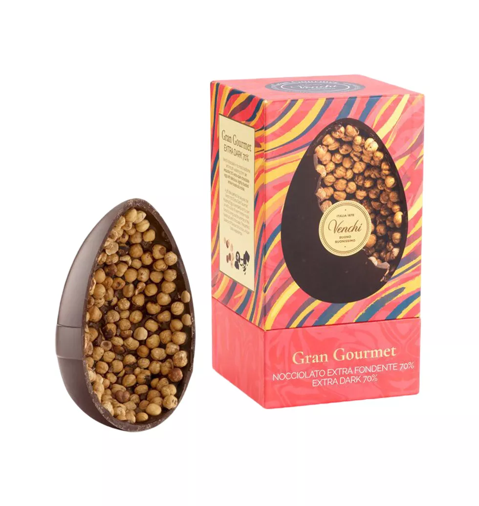 Extra-Dark Chocolate Egg with Hazelnuts