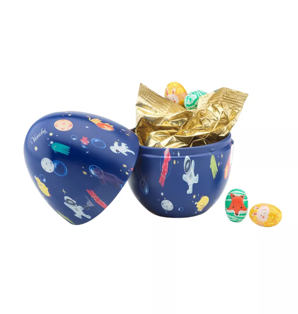 Moneybox Tin with Chocolate Eggs