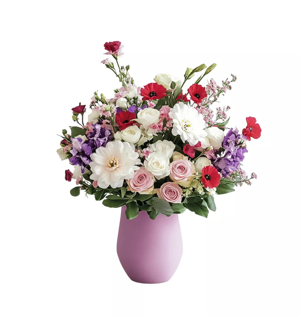 Vibrant Flowers Vase Arrangement