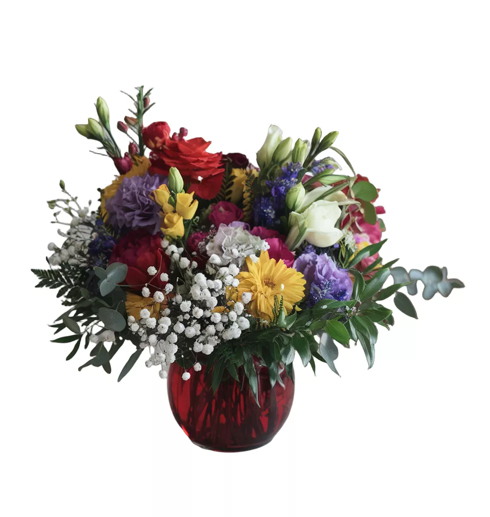Splash of Colorful Carnations Arrangement