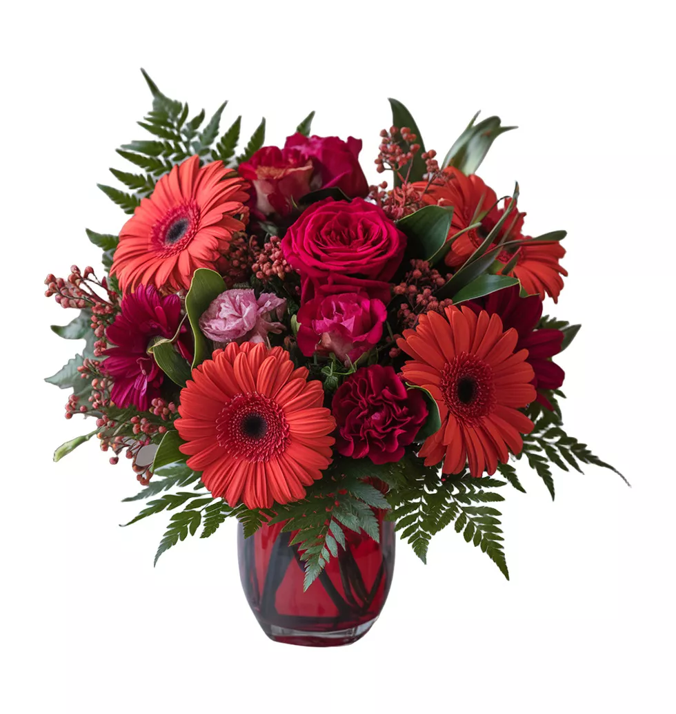 Romantic Flowers Vase Arrangement