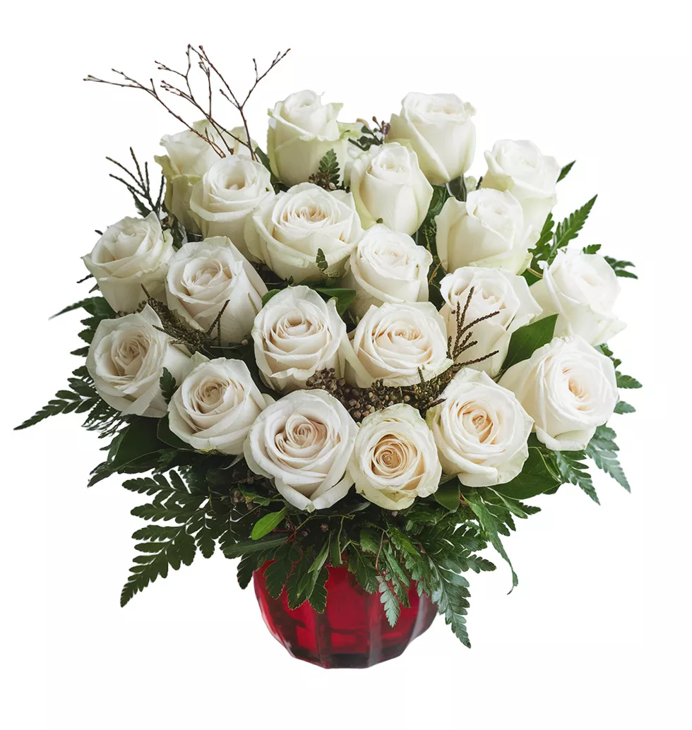 Classic White Roses Vase Arrangement